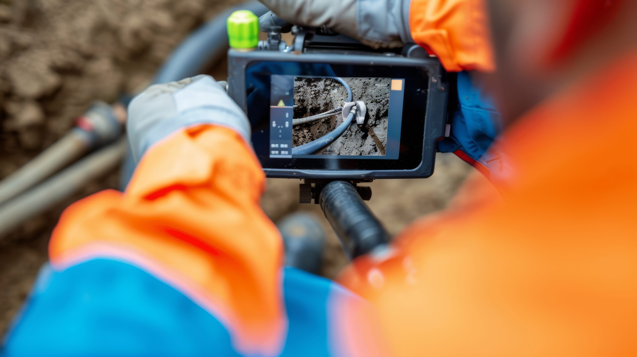 Camera inspection of an underground sewer line